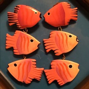 Vintage - Painted Fish Earrings